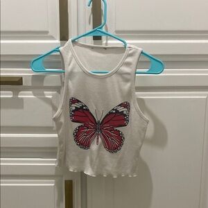 Butterfly Tank Top - White